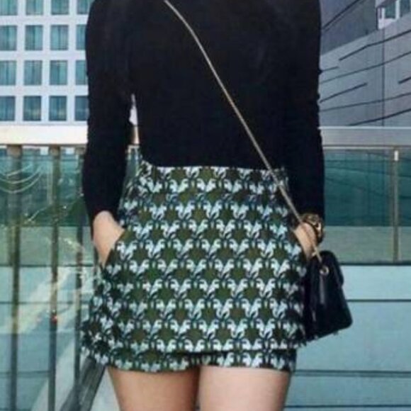 NEW!  Maje Jacquard Iparo Skort in Parrot Bird Motif - 40 - Picture 3 of 8